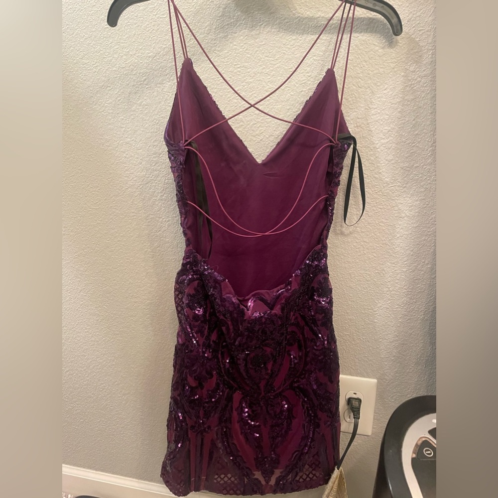 Women's purple sequence homecoming dress